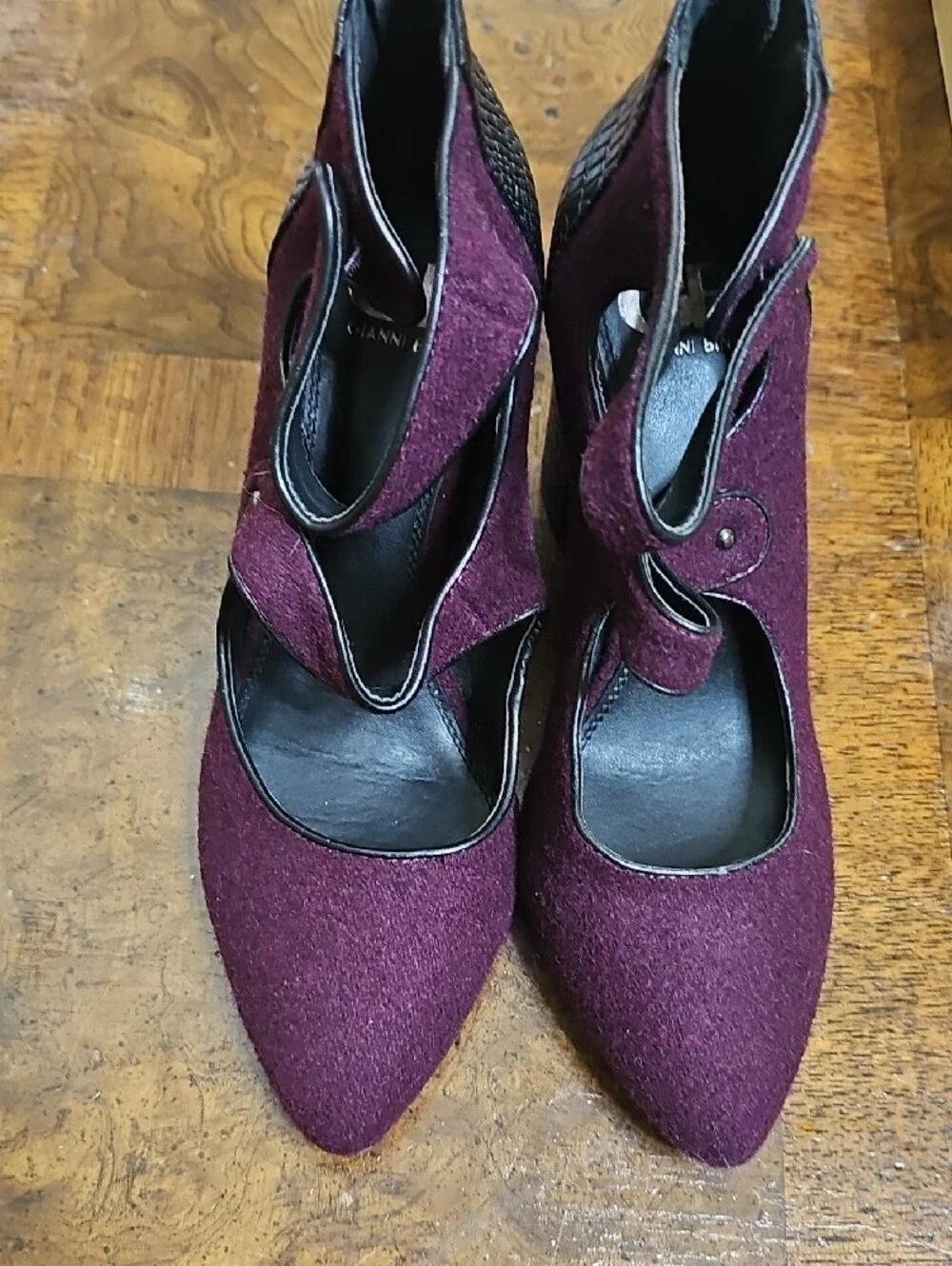 Gianni Bini Plum Double-Strap Mary Jane Block Heels